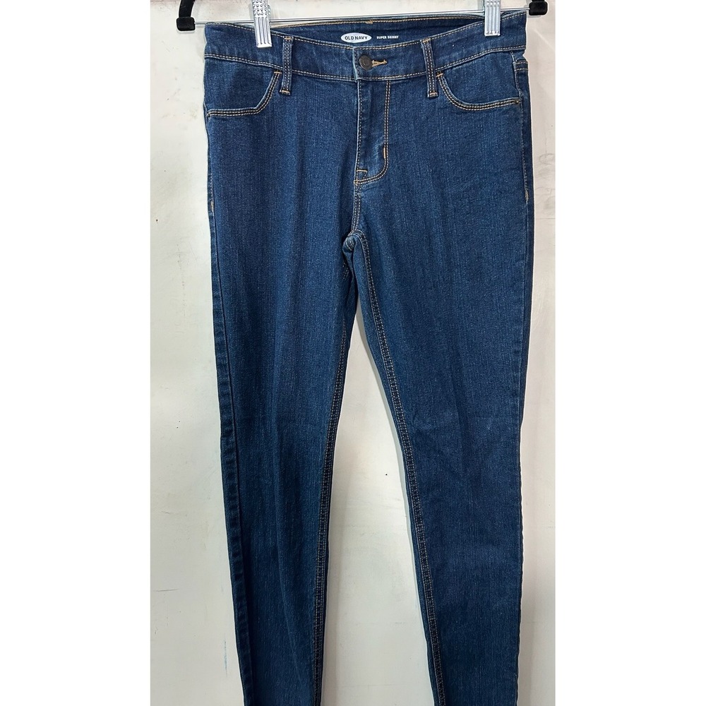 Old Navy Womens Jeans Size 4 Blue Dark Denim Stretch Mid Rise Super Skinny